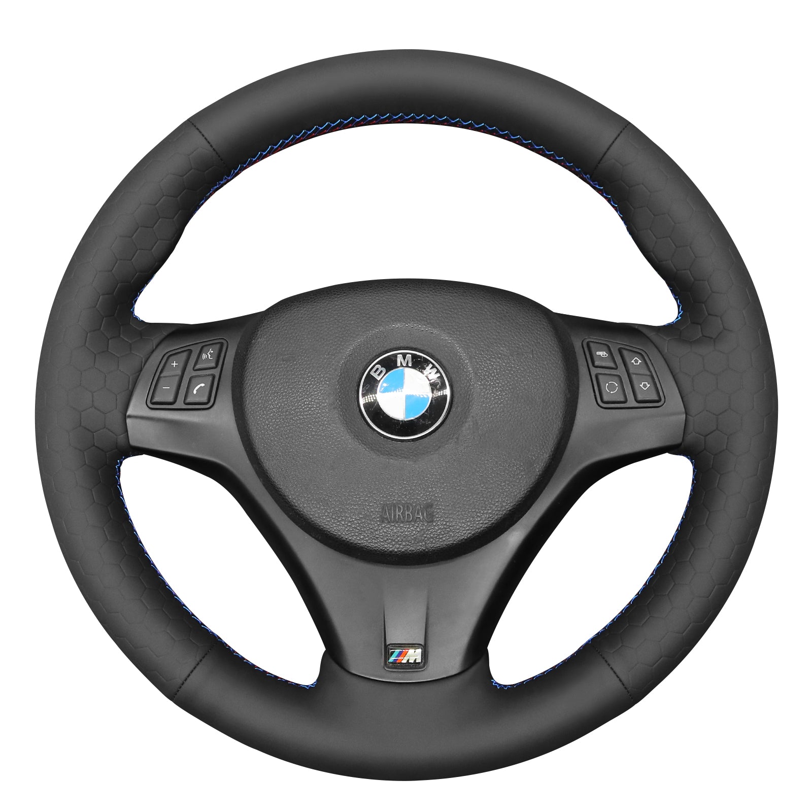 MEWANT Steering Wheel Cover for BMW M Sport M3 E90 E91 E92 E93 E87 E81 E82 E88 X1 E84 Black Artificial Leather Car Steering Wheel Cover