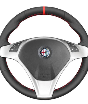 MEWANT Lenkradbezug für Alfa Romeo Giulietta 2010-2014 / MiTo 2008-2015 per Hand Nähen Mikrofaserleder Lenkradschoner