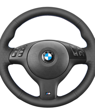 MEWANT Steering Wheel Cover for E46 E39 330i 540i 525i 530i 330 Ci M3 2001-2003 Steering Wheel Cover Black with Artificial Leather