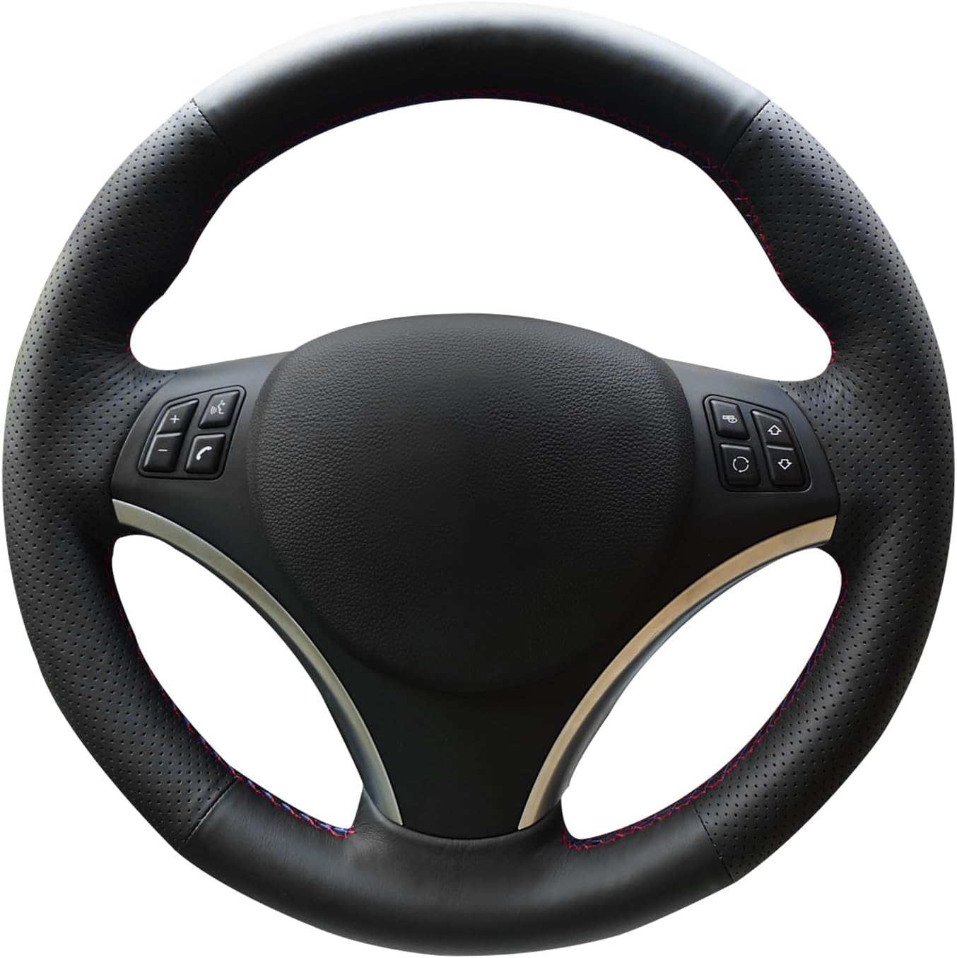 MEWANT Steering Wheel Cover for E90 320i 325i 330i 335i E87 120i 130i 120d Hand Sewing Black Artificial Leather Car Steering Wheel Covers Wrap