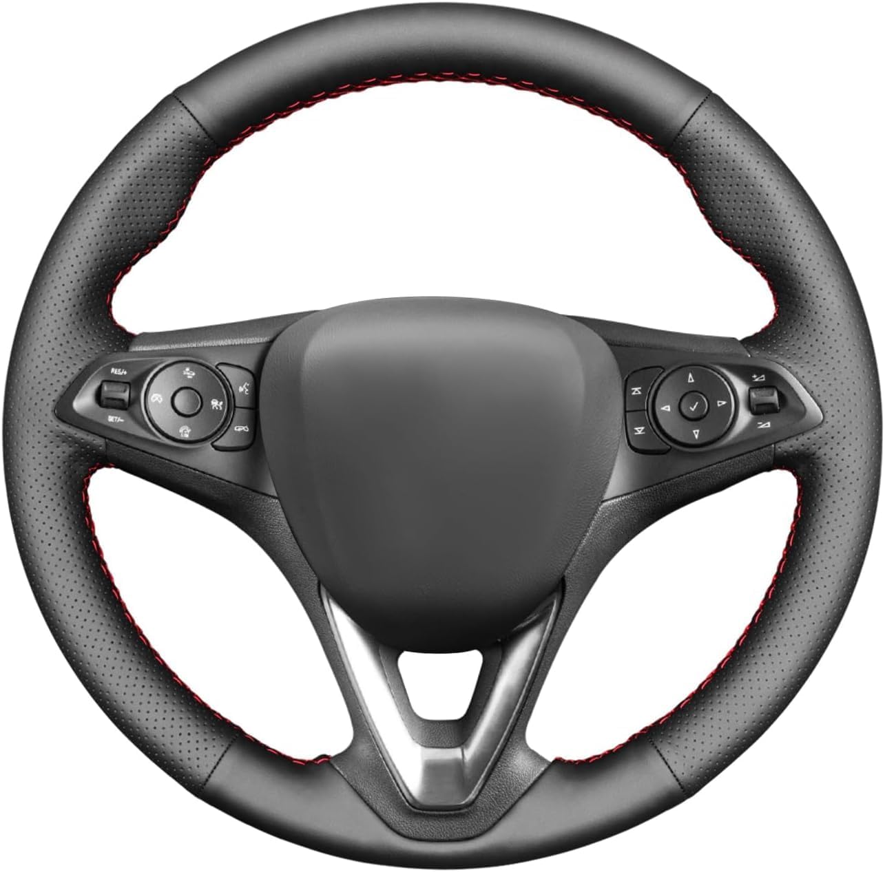 MEWANT Steering Wheel Cover for Opel Astra (K) / Corsa (E) / Crossland X/Grandland X/Insignia (CT) B/Karl/Zafira (C) Steering Wheel Cover Made of Artificial Leather Microfiber Leather by Hand Sewing