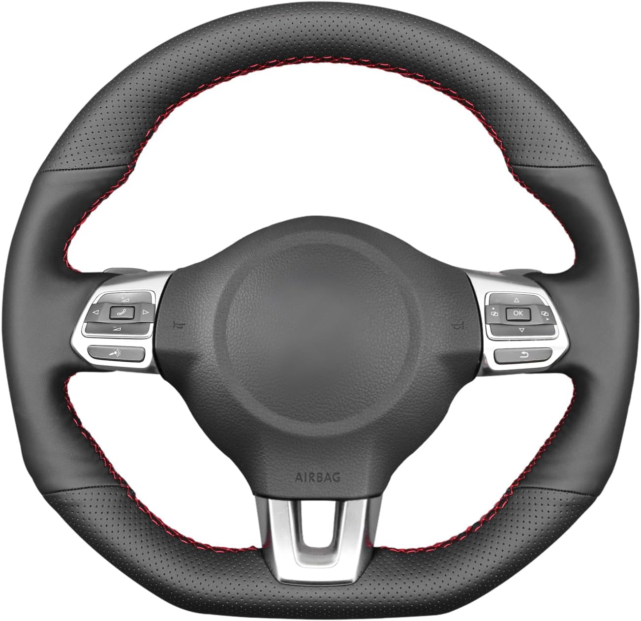 MEWANT Steering Wheel Cover for Golf 6 (VI) GTI / Polo GTI / Polo (R-Line) / Scirocco / CC (R-Line) / Tiguan (R-Line)