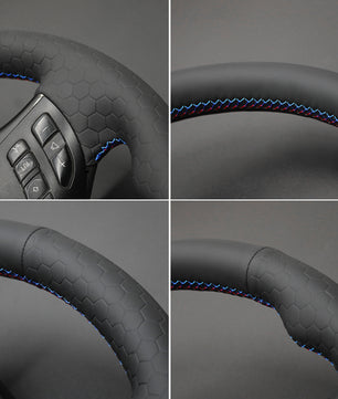 MEWANT Steering Wheel Cover for E46 E39 330i 540i 525i 530i 330 Ci M3 2001-2003 Steering Wheel Cover Black with Artificial Leather
