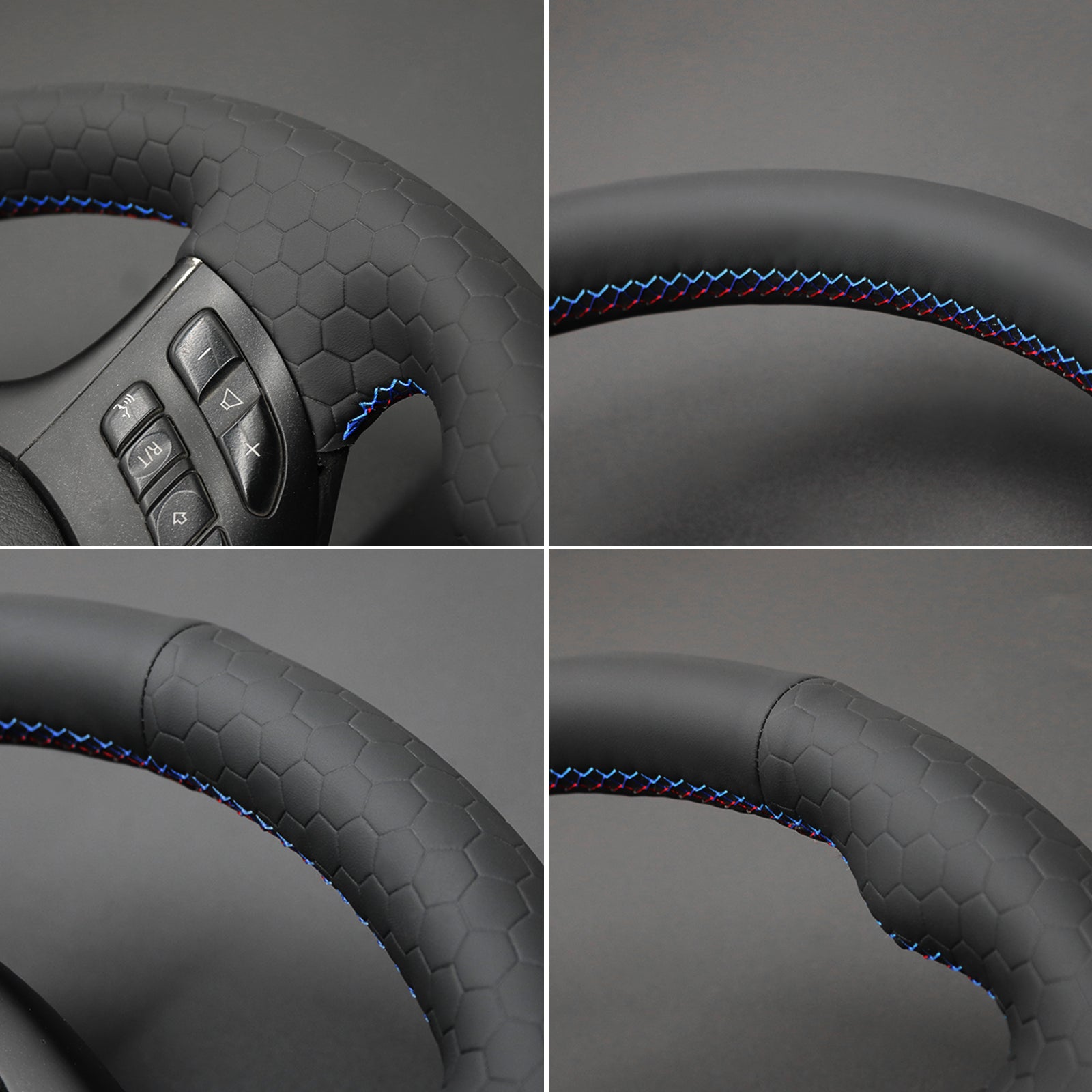 MEWANT Steering Wheel Cover for E46 E39 330i 540i 525i 530i 330 Ci M3 2001-2003 Steering Wheel Cover Black with Artificial Leather
