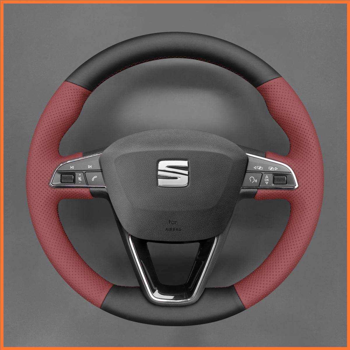 MEWANT Lenkradbezug für Seat Leon 5F 2013-2020 / Ibiza 6F 2015-2021 / Alhambra 7N / Arona / Ateca / Tarraco / Toledo 2014-2019