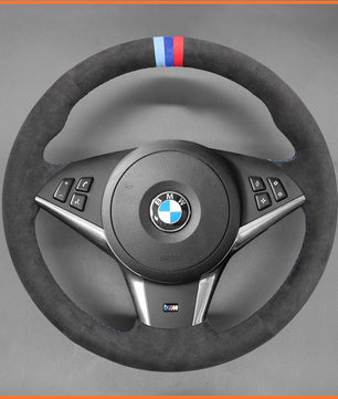 MEWANT steering wheel cover for BMW 5 Series E60 (Sedan) 2003-2009 / 5 Series E61 (Touring) / 6 Series E63 (Coupe) E64 (Convertible) 2004-2010
