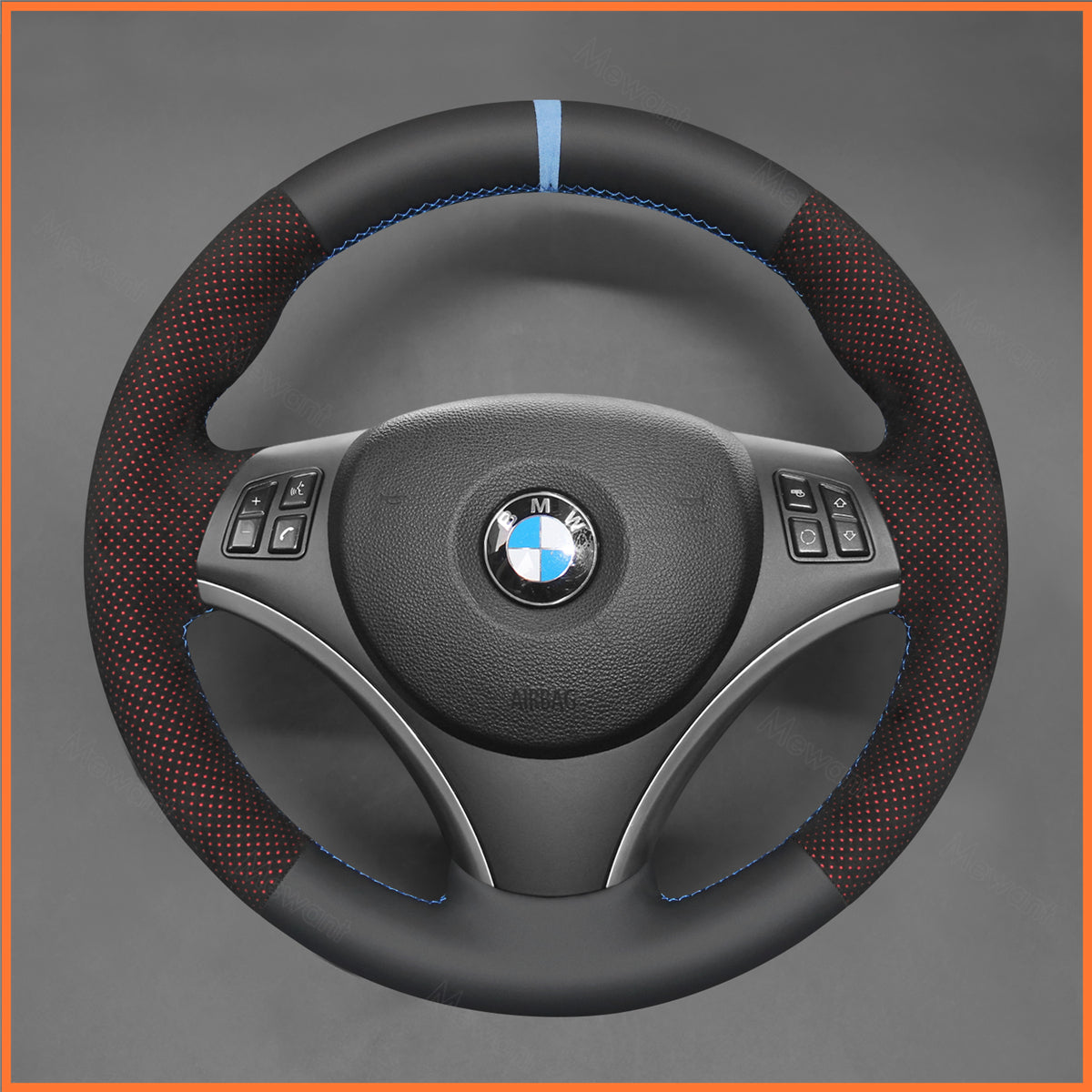 MEWANT steering wheel cover for BMW 1 Series E81 E82 E87 E88 2008-2012/3 Series E90 E91 E92 E93 2006-2011