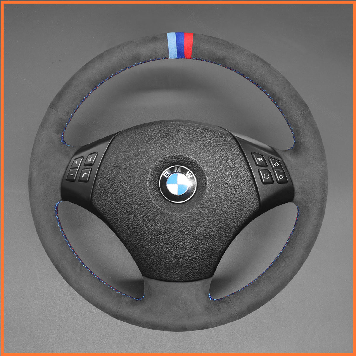 MEWANT steering wheel cover for BMW 5 Series E60 (Sedan) 2003-2009 / 5 Series E61 (Touring) 2004-2009