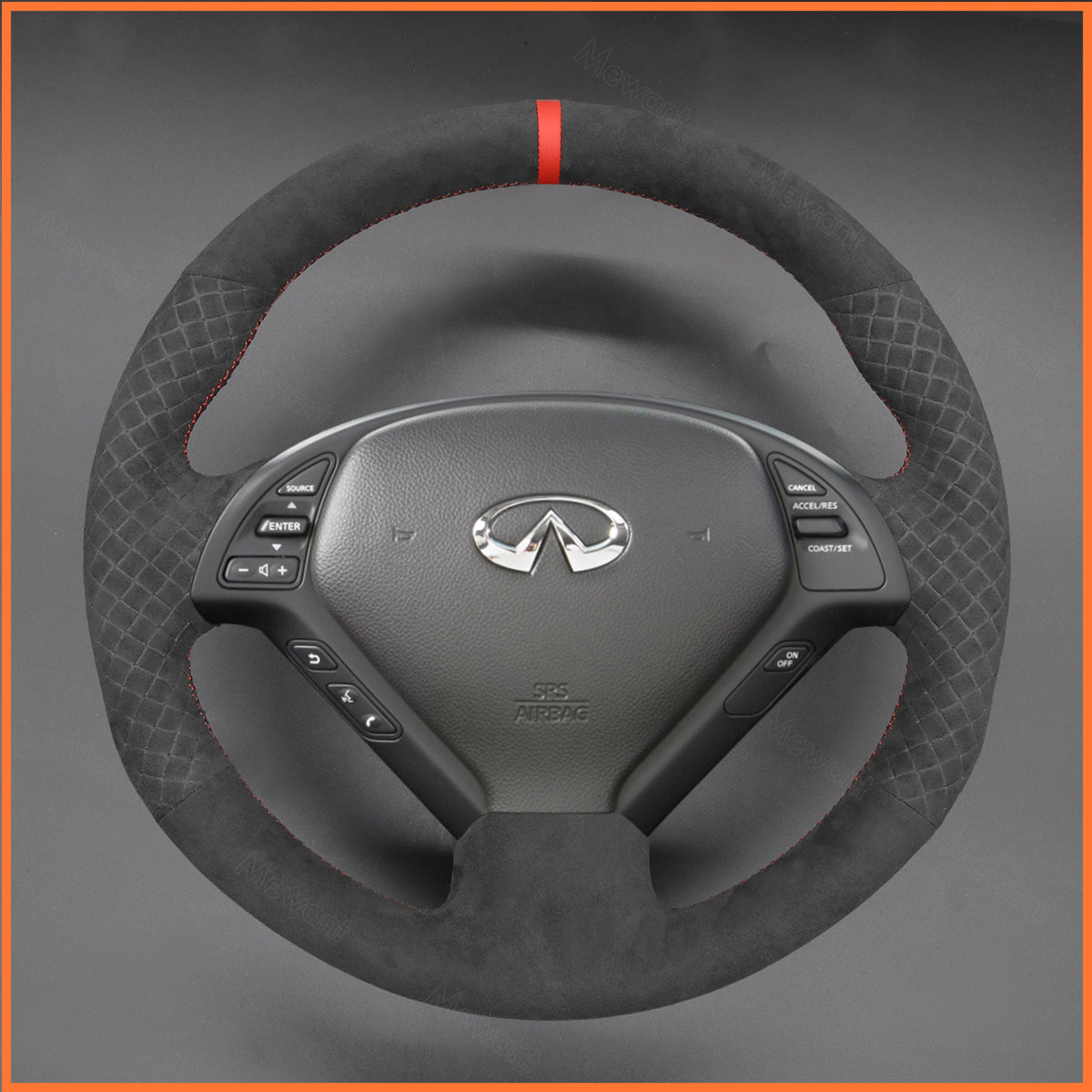 MEWANT Steering Wheel Cover for Infiniti G37 2008-2013 / EX EX30 EX35 EX37 2009-2013 / Q60 2014-2015 / QX50 2015-2017 for Nissan Skyline 2006-2014