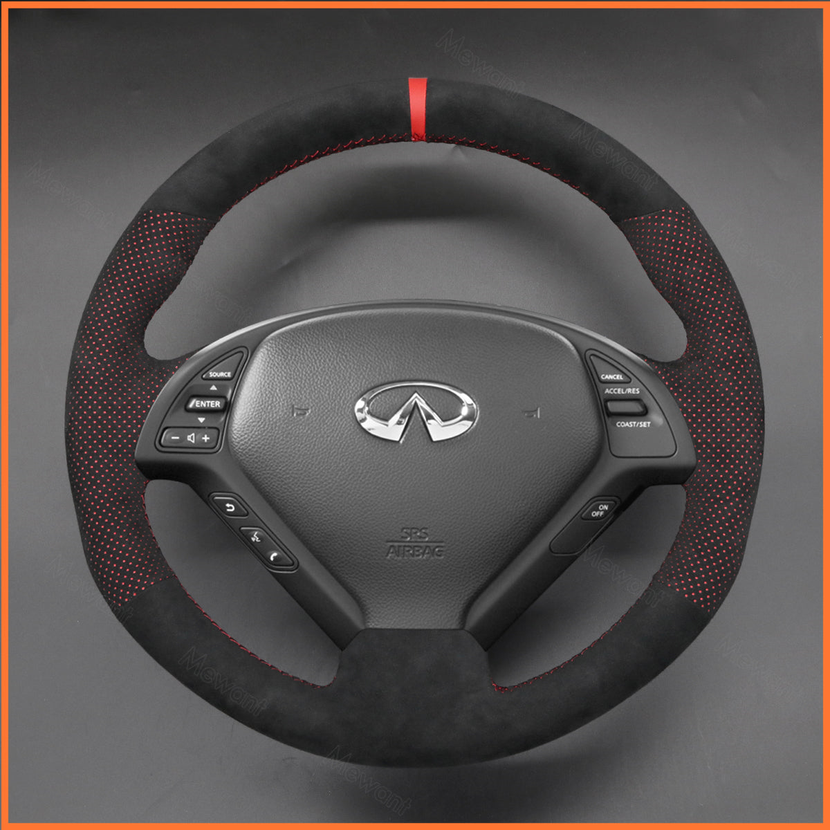 MEWANT Steering Wheel Cover for Infiniti G37 2008-2013 / EX EX30 EX35 EX37 2009-2013 / Q60 2014-2015 / QX50 2015-2017 for Nissan Skyline 2006-2014