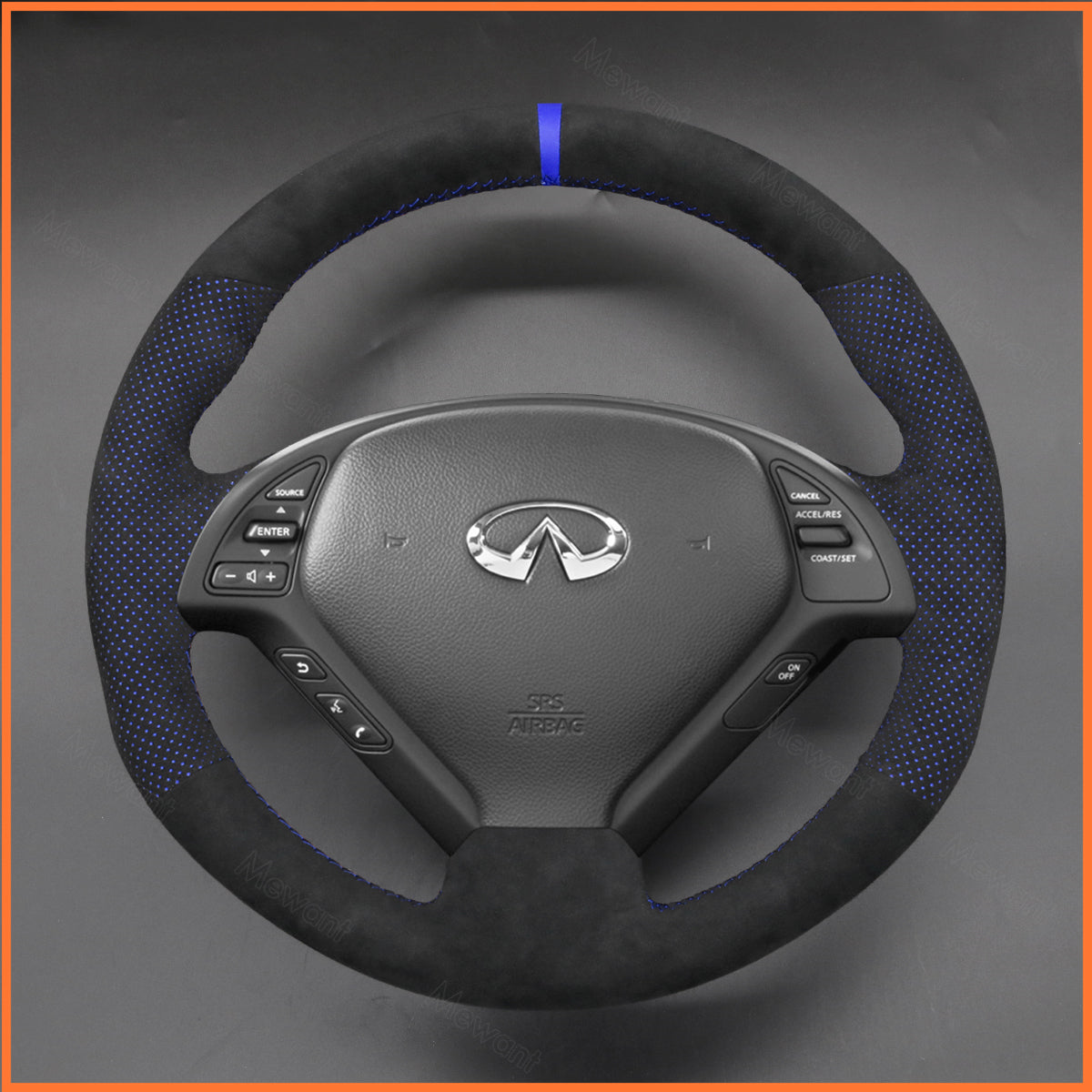 MEWANT Steering Wheel Cover for Infiniti G37 2008-2013 / EX EX30 EX35 EX37 2009-2013 / Q60 2014-2015 / QX50 2015-2017 for Nissan Skyline 2006-2014