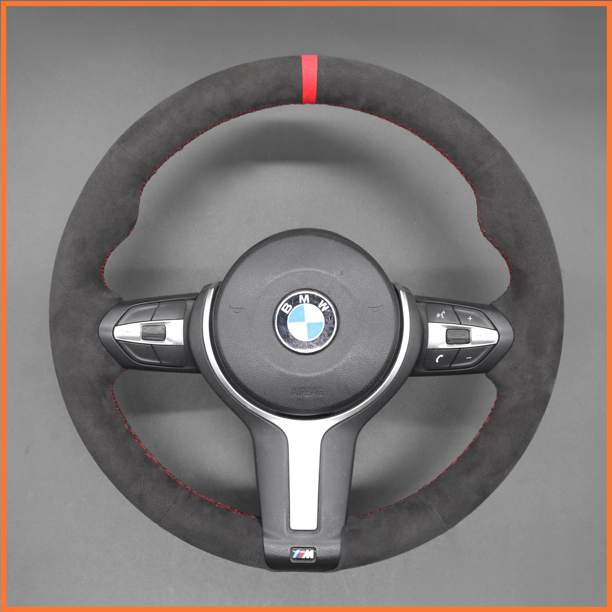 MEWANT Steering Wheel Cover for BMW F87 M2 F80 M3 F82 M4 M5 F12 F13 M6 F85 X2 X5 M F86 X6 M F33 F30 M Sport Hand-Stitched Car Steering Wrap