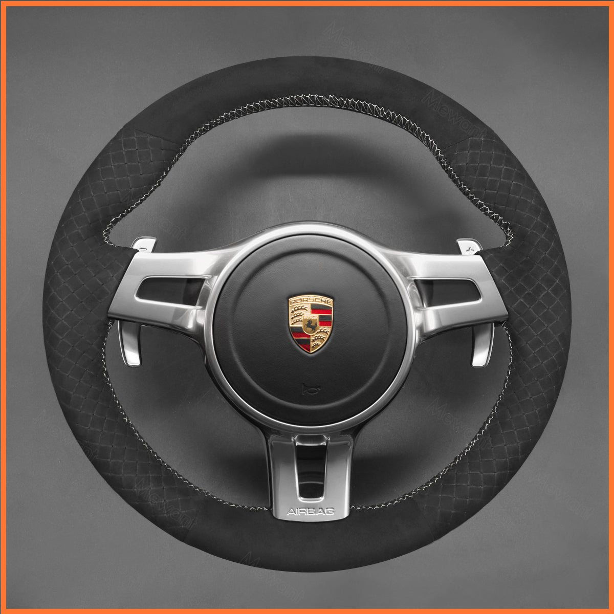 MEWANT Lenkradbezug für Porsche 911 (991)  / Boxster (981) 2009-2016 / Cayman (981) / Cayenne  / Panamera 2013-2016