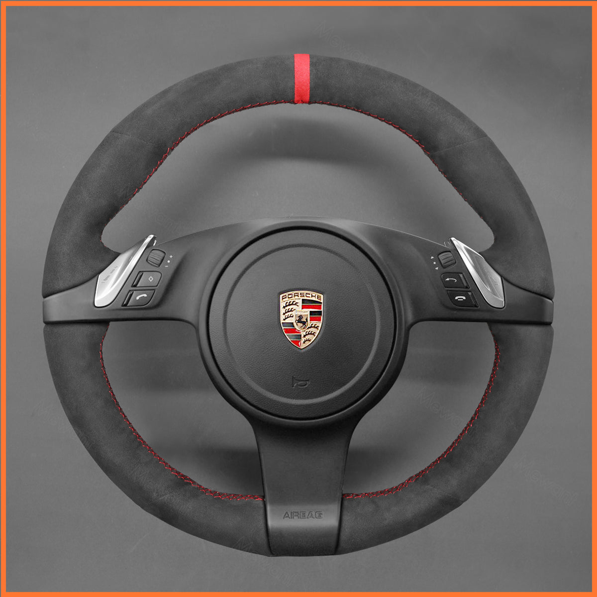 MEWANT Steering Wheel Cover for Porsche 911 (991) / Boxster (981) / Cayman (981) / Cayenne / Panamera 2010-2016