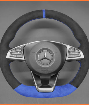 MEWANT Steering Wheel Cover for C-Class W205 / AMG C43 / CLA-Class C117 / AMG GLA 45 X156 / CLS-Class C218 2015-2018