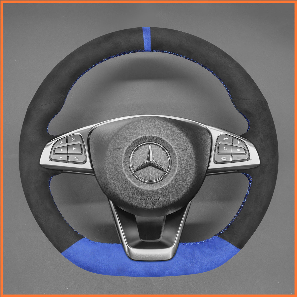 MEWANT Steering Wheel Cover for C-Class W205 / AMG C43 / CLA-Class C117 / AMG GLA 45 X156 / CLS-Class C218 2015-2018