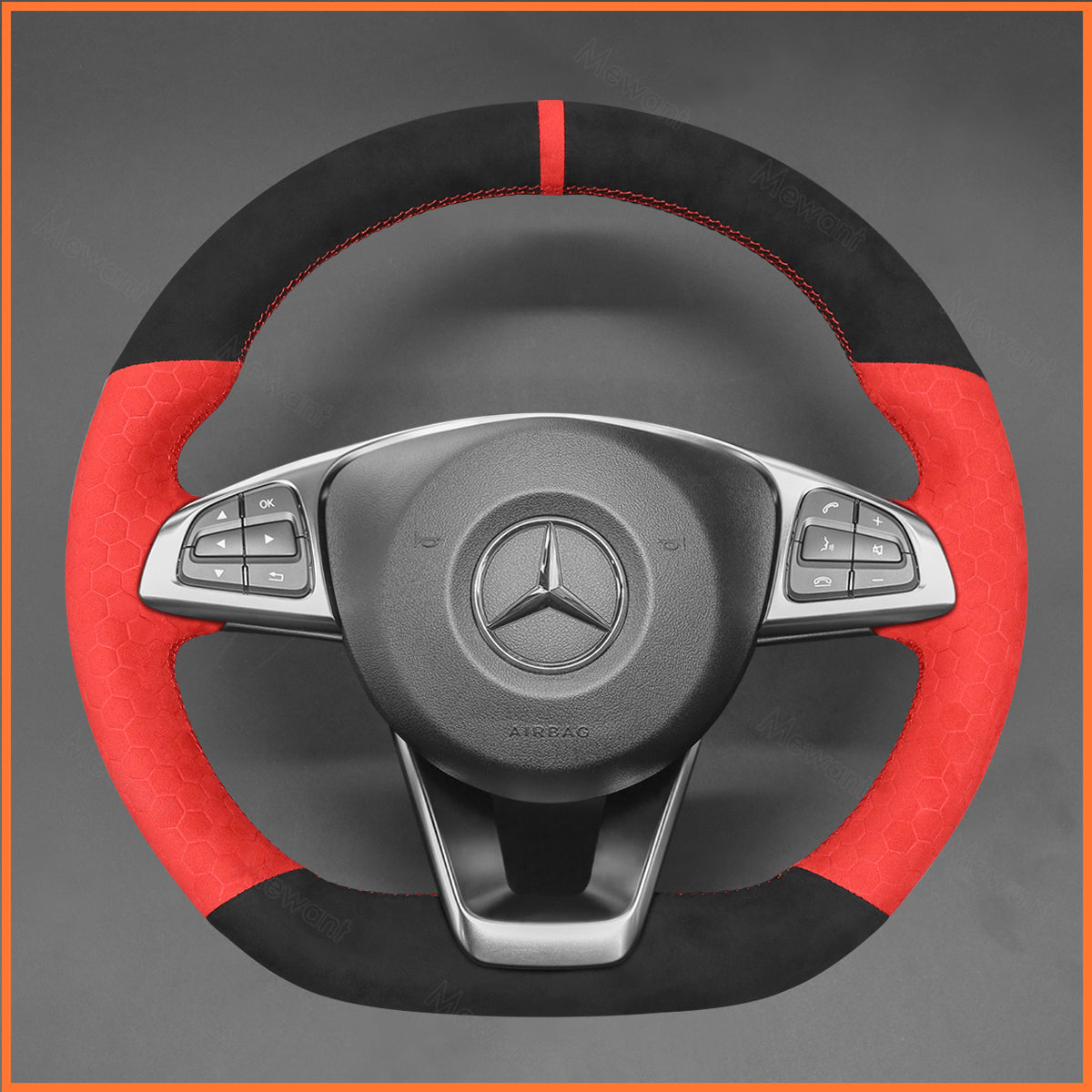 MEWANT Steering Wheel Cover for C-Class W205 / AMG C43 / CLA-Class C117 / AMG GLA 45 X156 / CLS-Class C218 2015-2018