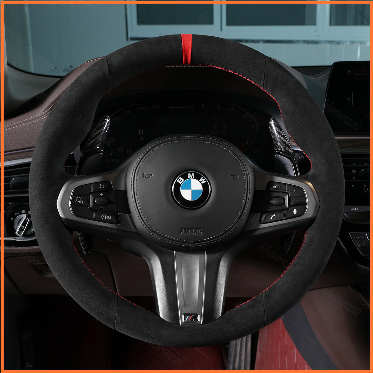 MEWANT steering wheel cover for BMW 5 Series G30 G31 2017-2019 / 6 Series GT G32 2018-2019 / 7 Series G11 G12 2016-2019 / 8 Series G14 G15 G16 2019 / M5 F90 2018
