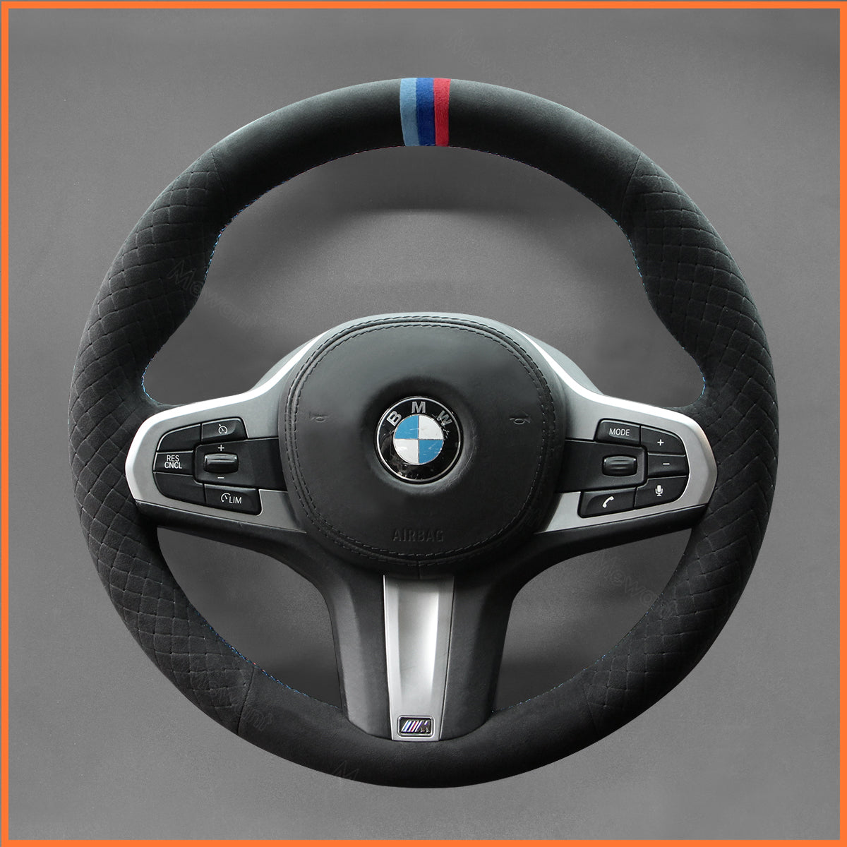MEWANT steering wheel cover for BMW M2 G87 (Coupe) M3 G80 (Sedan) / G81 (Touring) M4 G82 (Coupe) G83 M5 F90 M8 F91 (Convertible) / F92 (Coupe) / F93 (Gran Coupe) X3 M X3M F97 X4 M X4M F98 X5 M X5M F95 X6 M X6M F96 XM G09