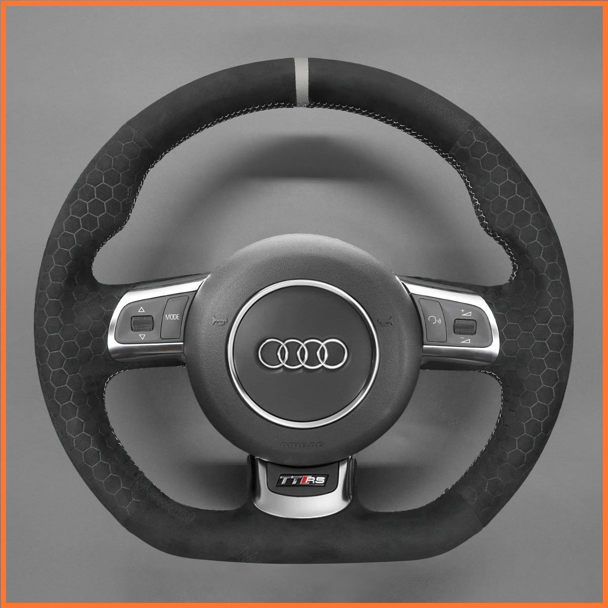 MEWANT steering wheel cover for Audi TT RS (8J) Coupe / Cabriolet 2009-2014 / R8 (42) Coupe / R8 Cabriolet 2010-2015 / RS 6 (C6) Saloon / RS 6 Avant 2008-2010
