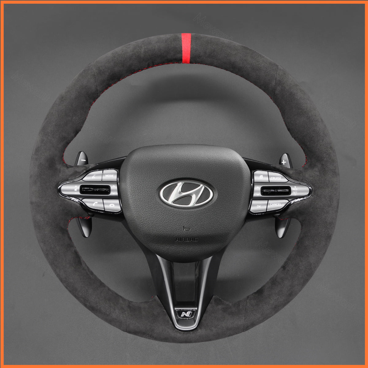 MEWANT Steering Wheel Cover for Hyundai Elantra (N Line) 2021-2024 / Elantra N 2022-2023 / Kona N 2022-2023 / Veloster N 2019-2022