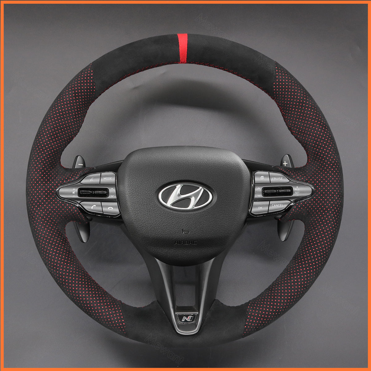 MEWANT Steering Wheel Cover for Hyundai Elantra (N Line) 2021-2024 / Elantra N 2022-2023 / Kona N 2022-2023 / Veloster N 2019-2022