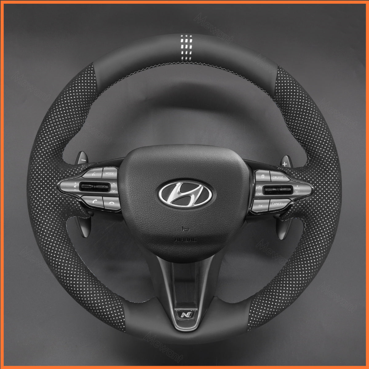 MEWANT Steering Wheel Cover for Hyundai Elantra (N Line) 2021-2024 / Elantra N 2022-2023 / Kona N 2022-2023 / Veloster N 2019-2022