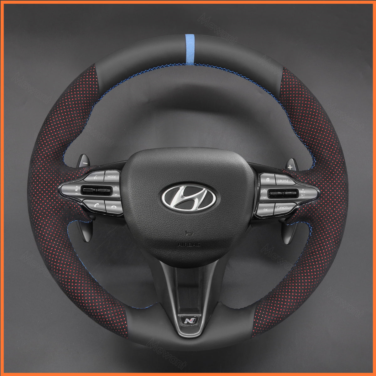 MEWANT steering wheel cover for Hyundai i20 N 2021-2023 / i20 N Line 2021-2023 / i30 N 2017-2023 / i30 N Line 2017-2023 / Kona N 2021-2023