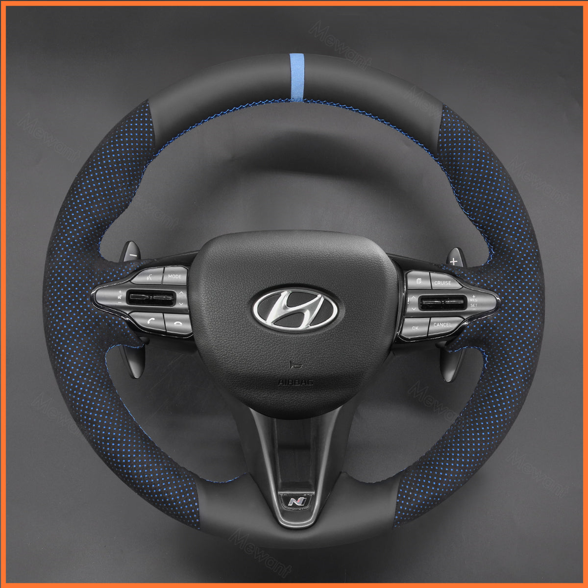 MEWANT Steering Wheel Cover for Hyundai Elantra (N Line) 2021-2024 / Elantra N 2022-2023 / Kona N 2022-2023 / Veloster N 2019-2022