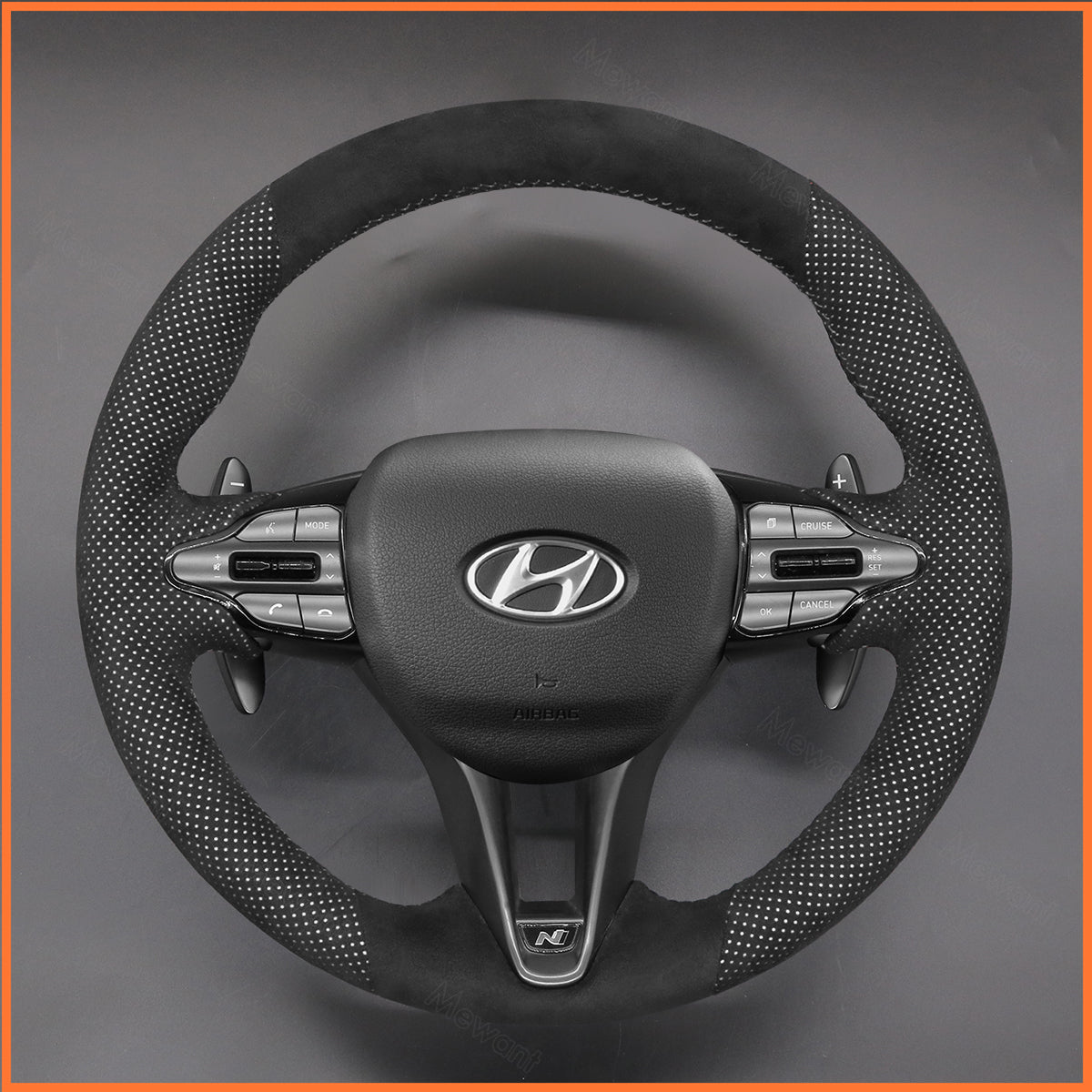 MEWANT Steering Wheel Cover for Hyundai Elantra (N Line) 2021-2024 / Elantra N 2022-2023 / Kona N 2022-2023 / Veloster N 2019-2022