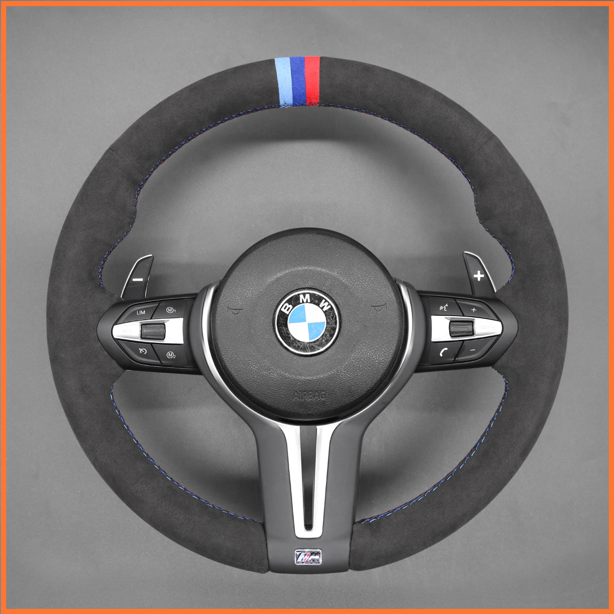 MEWANT steering wheel cover for BMW M2 F87 2016-2021 / M3 F80 M4 F82 F83 2014-2020 / M5 F10 M6 F06 F12 F13 / 2012-2018