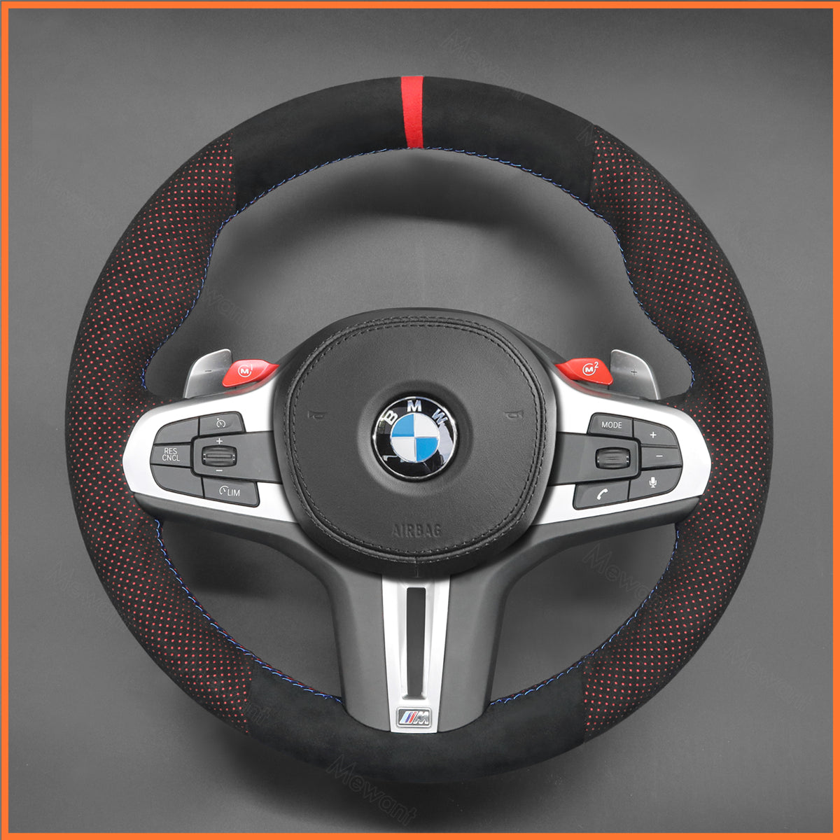 MEWANT Steering Wheel Cover for BMW M2 G87 M3 G80 G81 2021-2024 / M4 G82 G83 2021-2024 / X3 M X3M F97 F98 F95 F96 XM G09 2023-2024