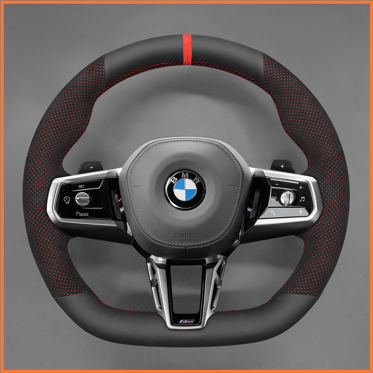 MEWANT Steering Wheel Cover for BMW (M Sport) 5 Series G60 (Sedan) / G61 (Touring) 7 Series G70 i5 G60 (Sedan) / G61 (Touring) i7 G70