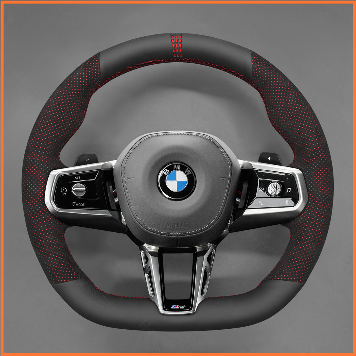 MEWANT Steering Wheel Cover for BMW (M Sport) 5 Series G60 (Sedan) / G61 (Touring) 7 Series G70 i5 G60 (Sedan) / G61 (Touring) i7 G70