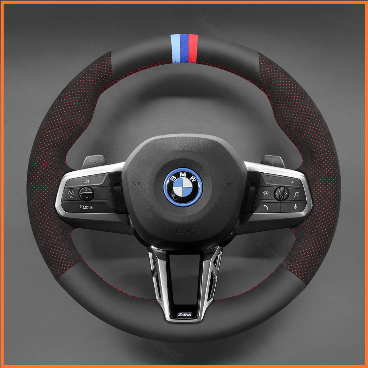 MEWANT Steering Wheel Cover for BMW (M Sport) 2 Series U06 (Active Tourer) 2022-2024 / X1 U11 X2 U10 2024