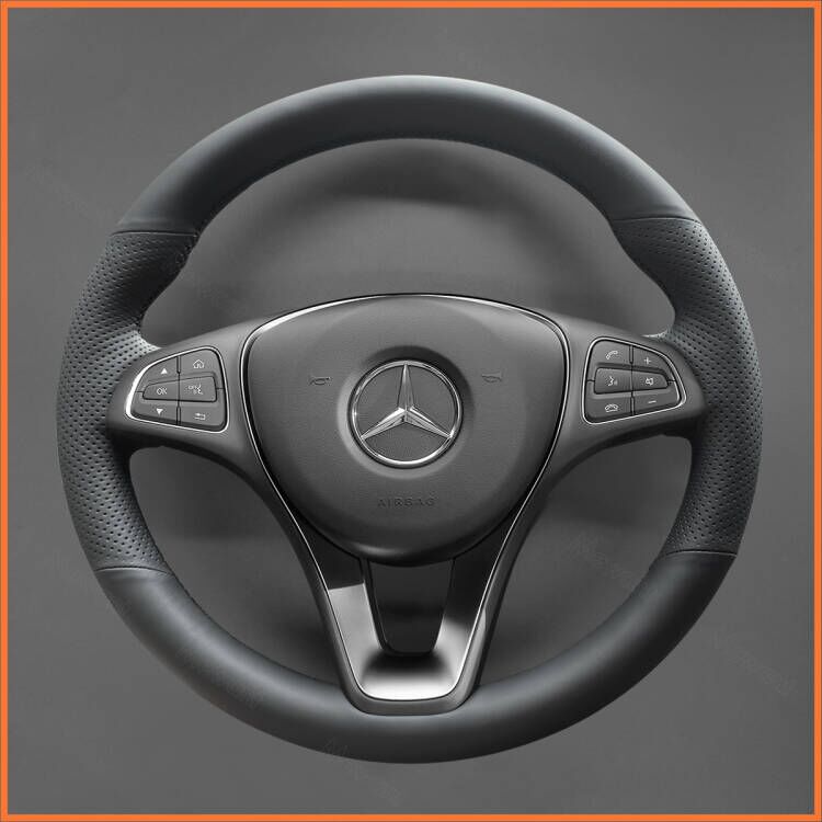 MEWANT Lenkradbezug für Mercedes-Benz A-Class (W176) B-Class (W246) C-Class (W205) CLA-Class (C117) CLS-Class (C218/X218) E-Class (W213 EQV (W447)  GLA-Class (X156) GLC-Class (X253/C253) GLE-Class (W166/C292) Vito  in DE Lager