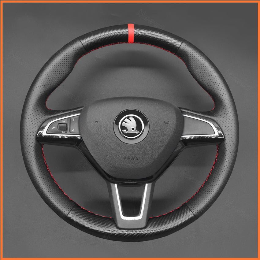 MEWANT Steering Wheel Cover for Skoda Citigo 2013-2019 / Fabia / Karoq / Roomster / Rapid 2012-2019 / Kodiaq 2016-2019