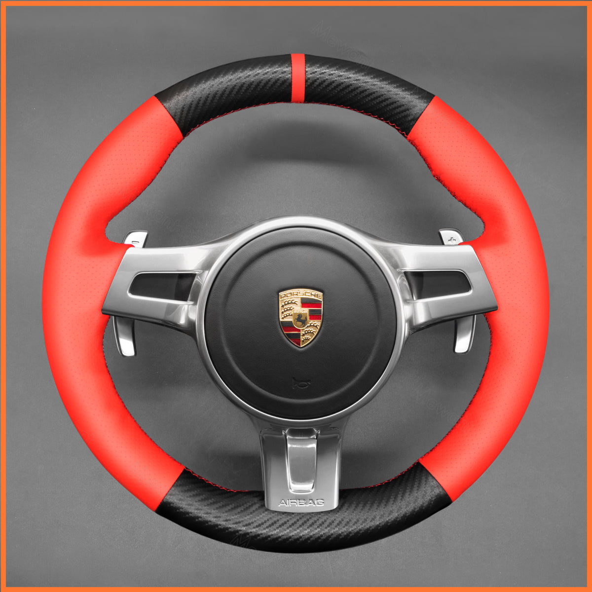 MEWANT Lenkradbezug für Porsche 911 (991)  / Boxster (981) 2009-2016 / Cayman (981) / Cayenne  / Panamera 2013-2016