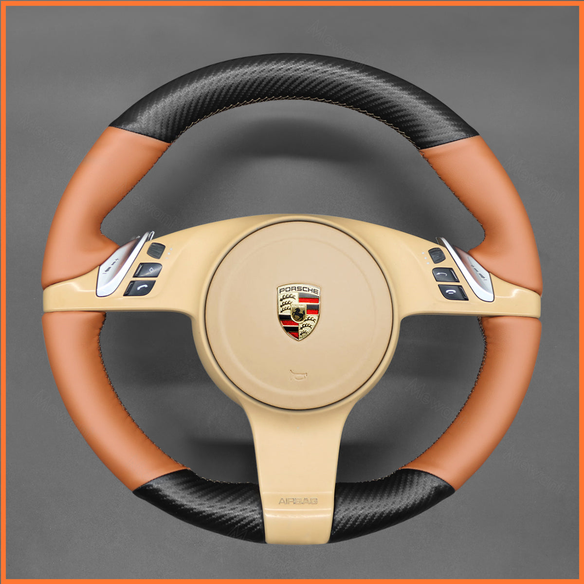 MEWANT Lenkradbezug für Porsche 911 (991) / Boxster (981) / Cayman (981) / Cayenne / Panamera 2010-2016