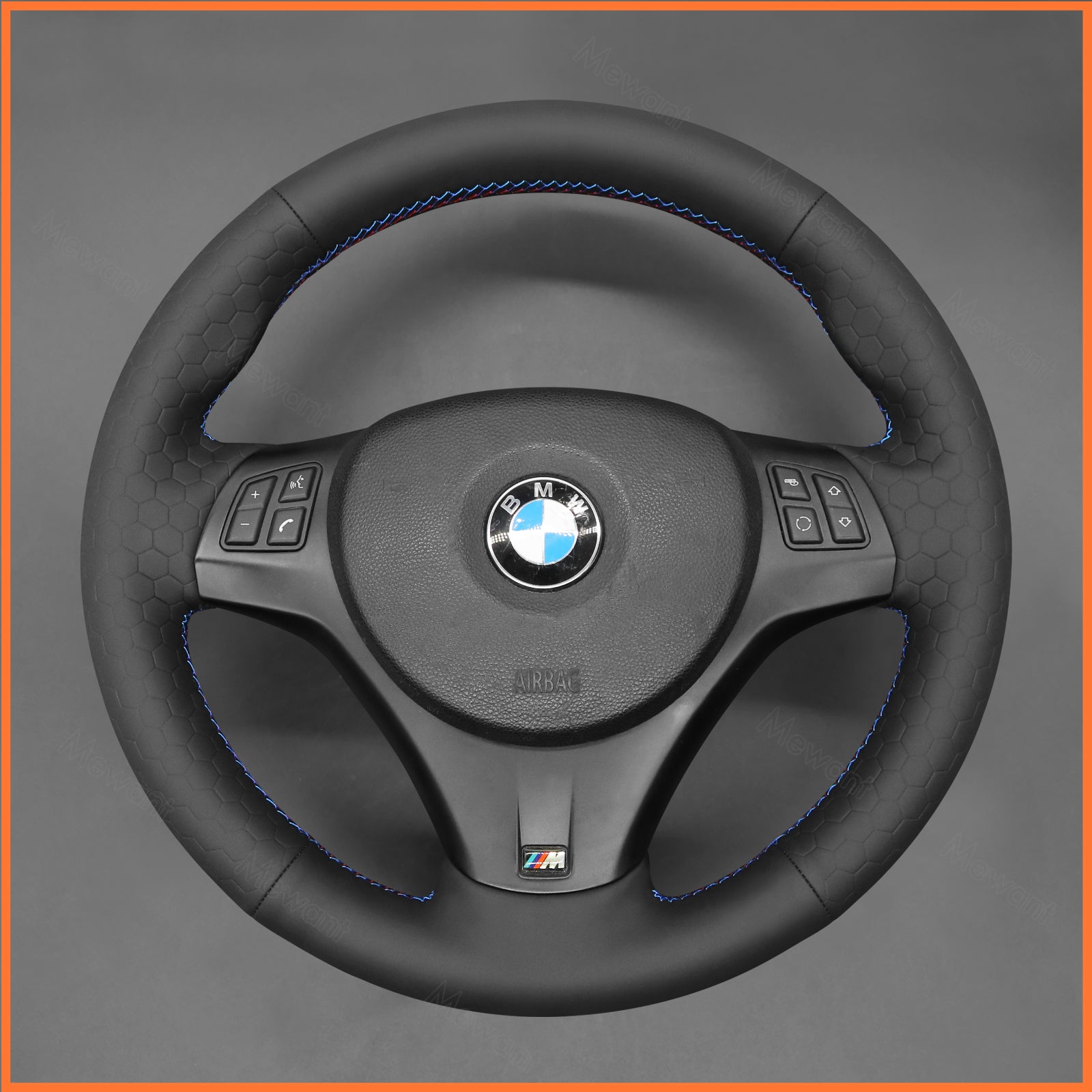 MEWANT Steering Wheel Cover for BMW M Sport M3 E90 E91 E92 E93 E87 E81 E82 E88 X1 E84 Black Artificial Leather Car Steering Wheel Cover