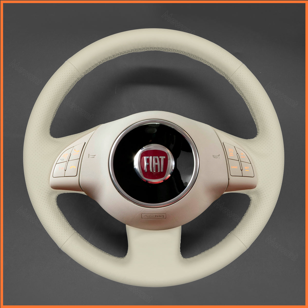 MEWANT Steering Wheel Cover for FIAT 500 2008-2015 500e 2014-2018 500C 2014-2017 DIY Hand Sewing