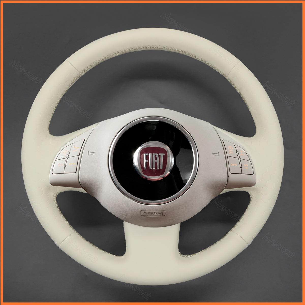MEWANT Steering Wheel Cover for FIAT 500 2008-2015 500e 2014-2018 500C 2014-2017 DIY Hand Sewing