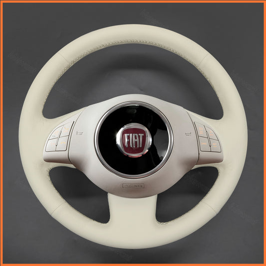 MEWANT Steering Wheel Cover for FIAT 500 2008-2015 500e 2014-2018 500C 2014-2017 DIY Hand Sewing