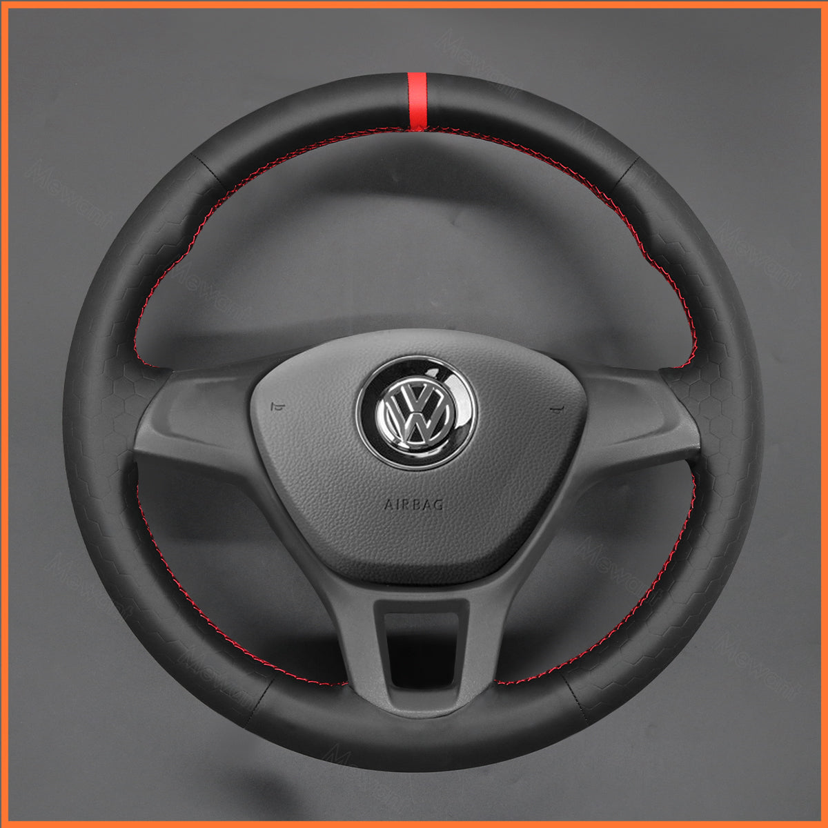 MEWANT Steering Wheel Cover for Amarok / T6 California / T6 Caravelle / T6 Kombi / T6 Multivan / T6 Transporter by Hand Sewing Steering Wheel Cover