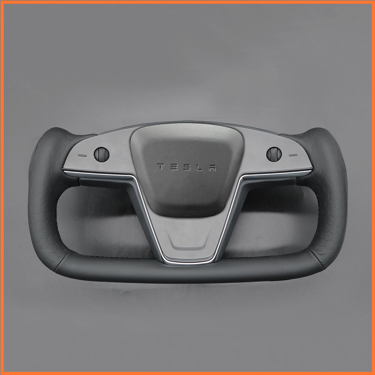 Tesla Model S oder Model X Yoke mit individuell vernaehtem Lenkradbezug