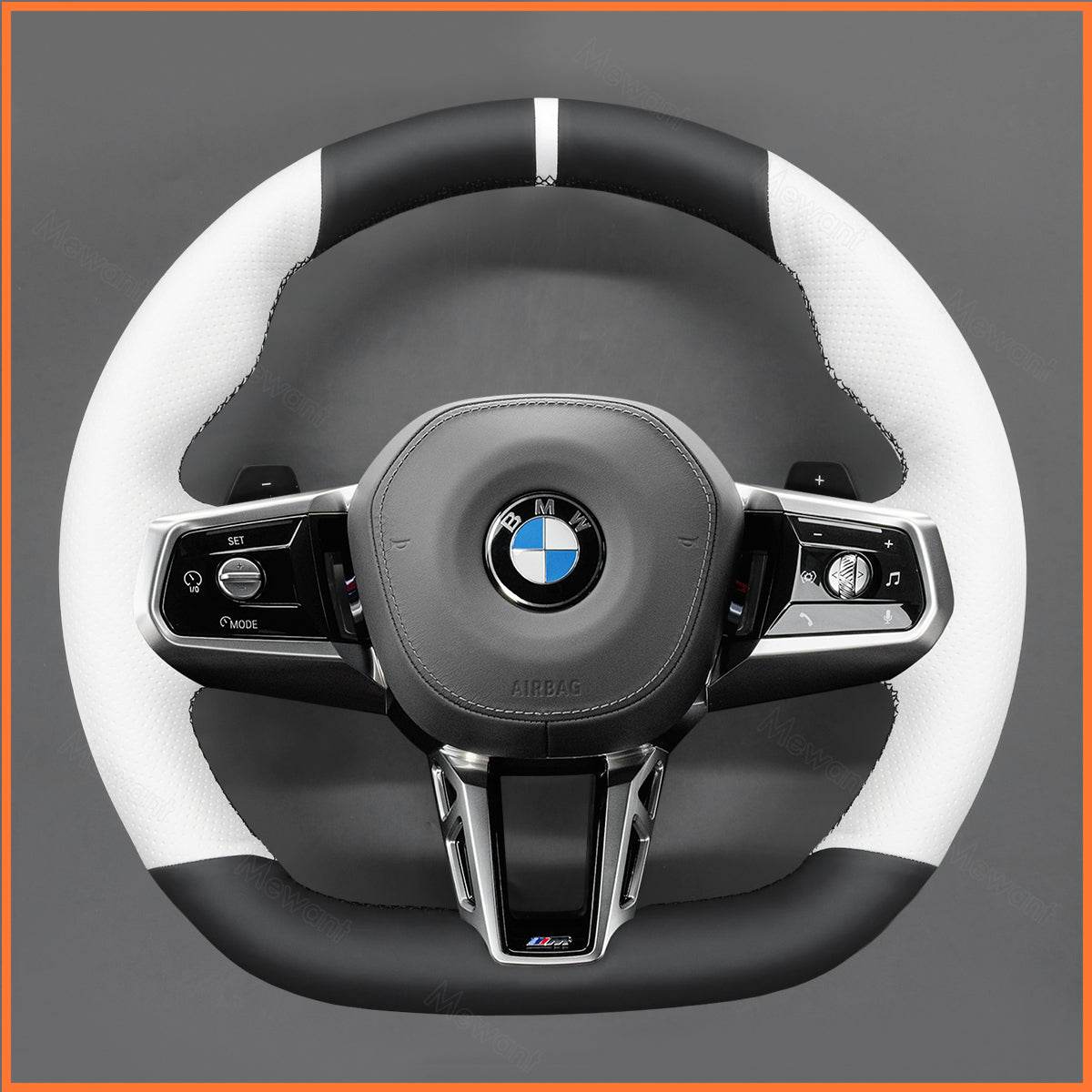 MEWANT Steering Wheel Cover for BMW (M Sport) 5 Series G60 / G61 (Touring) / 7 Series G70 2022-2024 / i5 G60 G61 i7 G70 2022-2024