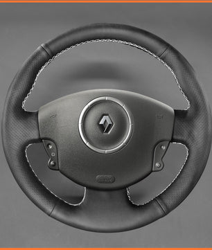 MEWANT Lenkradbezug für Renault Megane 2/ Scenic2 / Kangoo 2 Handstiche Lenkradhülle aus Kunstleder Nähen
