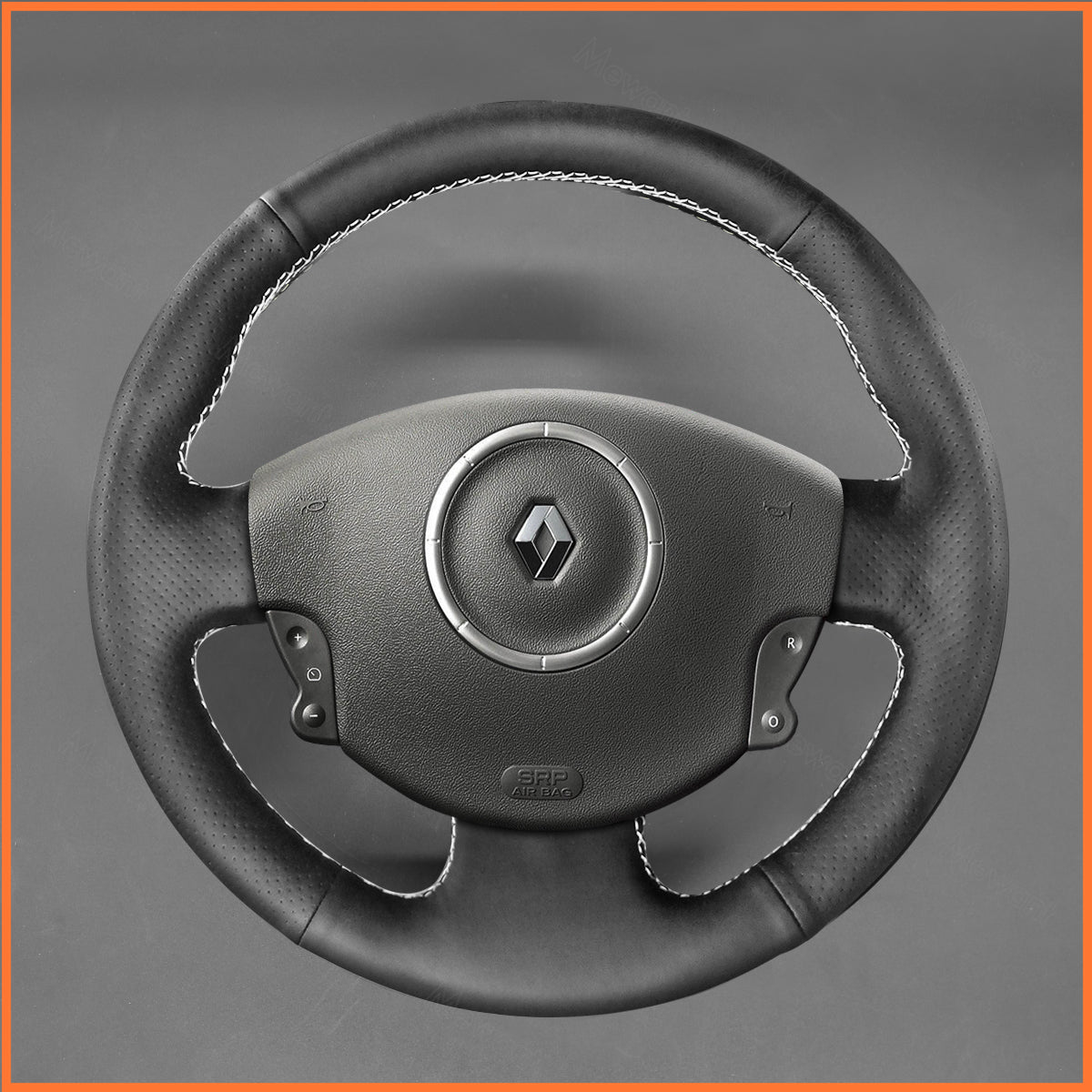 MEWANT Lenkradbezug für Renault Megane 2/ Scenic2 / Kangoo 2 Handstiche Lenkradhülle aus Kunstleder Nähen