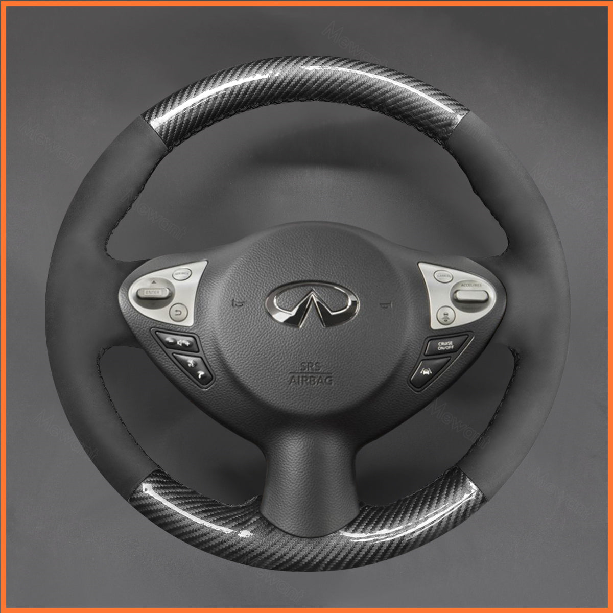 MEWANT Steering Wheel Cover for Infiniti FX FX30d FX35 FX37 FX50 2009-2015 / QX70 2013-2018 / Nissan Juke F15 2010-2019