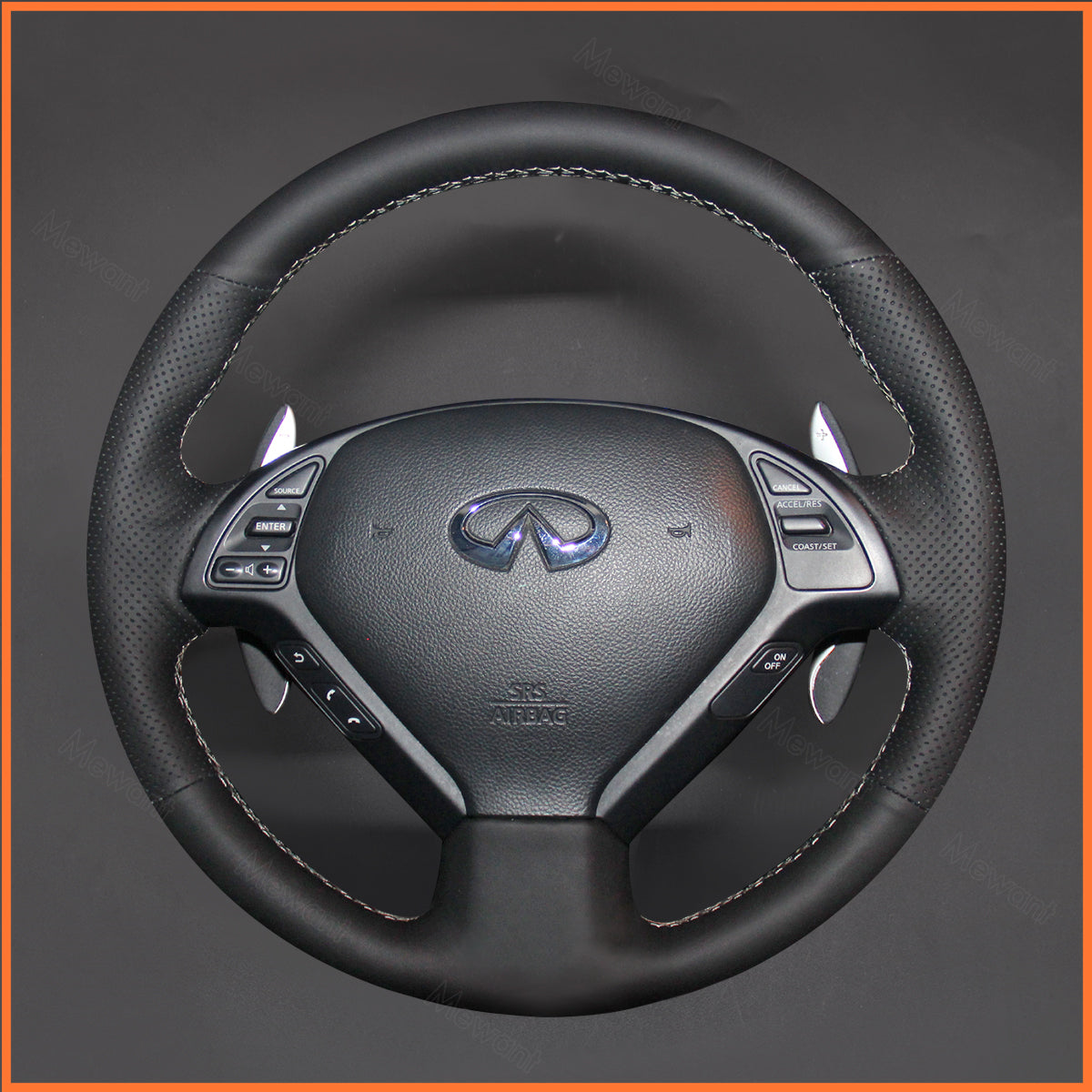 MEWANT Steering Wheel Cover for Infiniti G37 2008-2013 / EX EX30 EX35 EX37 2009-2013 / Q60 2014-2015 / QX50 2015-2017 for Nissan Skyline 2006-2014